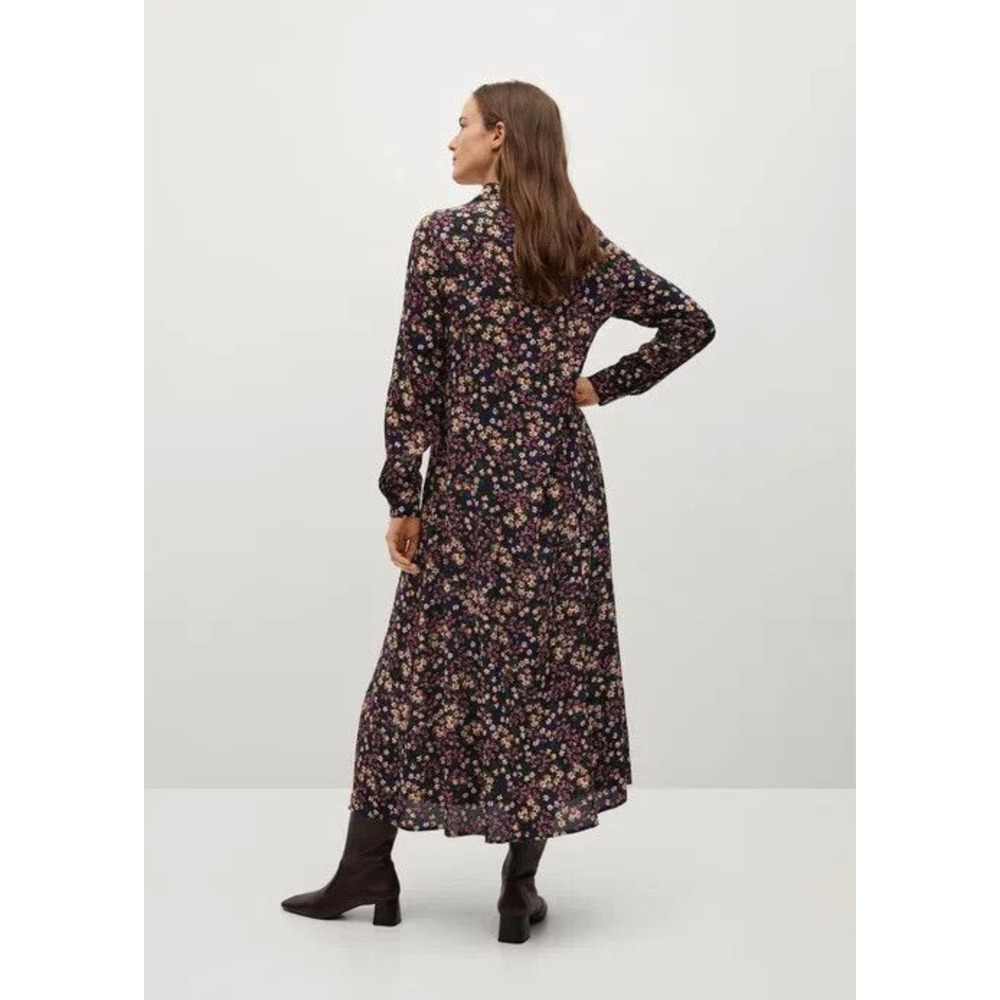 Mango MNG Floral Long Sleeve Maxi Shirt Dress‎ Size 4